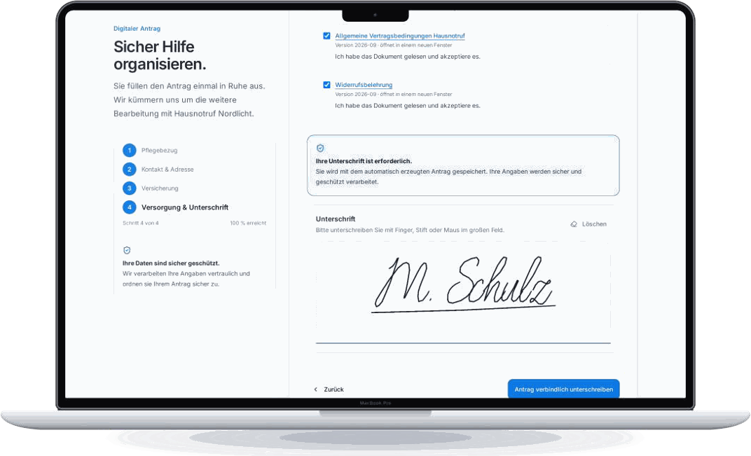 Online-Antrag mit digitaler Unterschrift