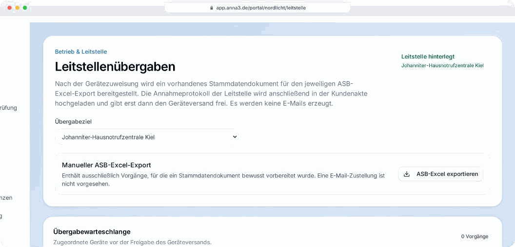 Leitstellenübergaben